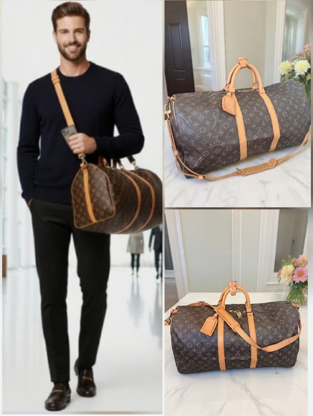 Louis Vuitton Keepall Bandouliere 55 Monogram Vintage 1990 Full Set ✨
